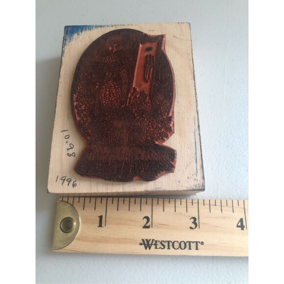 Francisco Rubber Stamp Gothic Lady with Candles Oval 1992 Vintage Wood Mounted - Picture 10 of 13